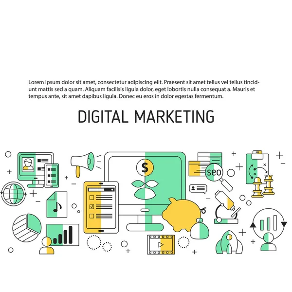 Hintergrund Digitales Marketing Und Digitale Technologien Vektorillustration — Stockvektor