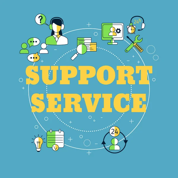 Support Service Concept Help Assistance Vector Illustration — Stock Vector