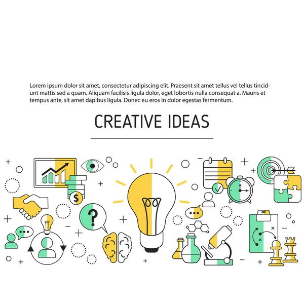 Kreativer Ideen Und Innovationshintergrund Mit Ikonen Aus Wirtschaft Und Finanzen — Stockvektor