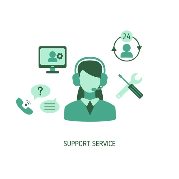 Concept Service Soutien Aide Assistance Illustration Vectorielle — Image vectorielle