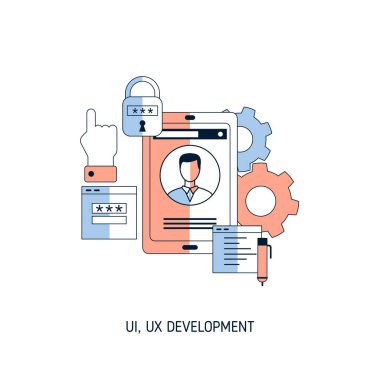 Mobil programlama konsepti. Web sitesi, uygulama, pankart vs. için vektör illüstrasyonu.