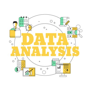 Veri analiz konsepti. Web sitesi, uygulama, pankart vs. için vektör illüstrasyonu.