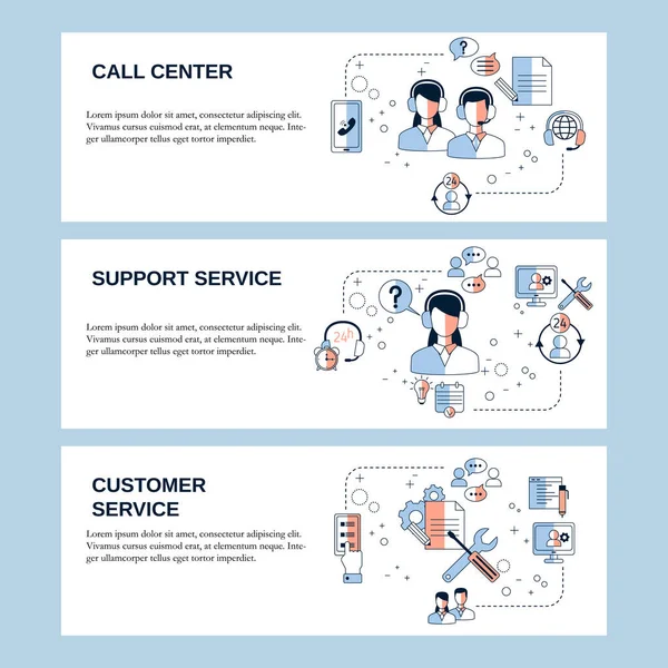 Servizio Clienti Call Center Concetti Servizio Supporto Sito Web Landing — Vettoriale Stock