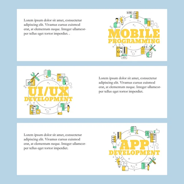 Programación Móvil Interfaz Usuario Desarrollo Conceptos Desarrollo Aplicaciones Para Sitios — Vector de stock