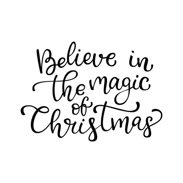 El Believe Noel sihirli yazı vektör çekilmiş. Beyaz üzerine siyah hat izole.