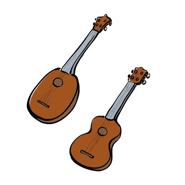 Kézzel rajzolt ukuleles csoportja — Stock Vector