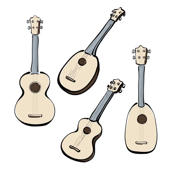 Σύνολο χέρι ukuleles — Διανυσματικό Αρχείο