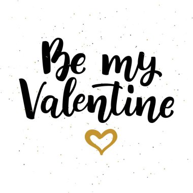 My Valentine olmak ve altın kalp yazı vektör el çekilmiş 