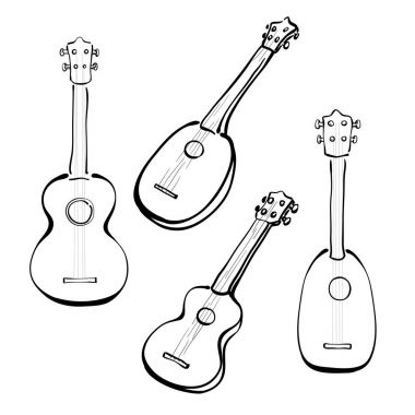 Elle çizilmiş Ukuleleri yarım yamalak tarzı dizi