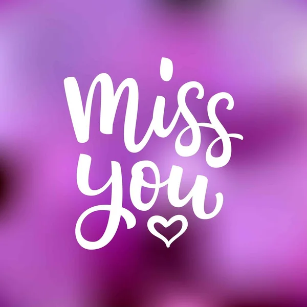 Hand drawn vector  lettering Miss you and heart — Stock Vector