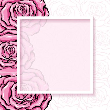 Dekoratif vektör arka plan ile el çekilmiş çiçek ve basit kenarlık