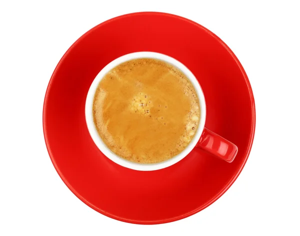 Jedna kawa espresso w czerwony kubek na białym tle — Zdjęcie stockowe