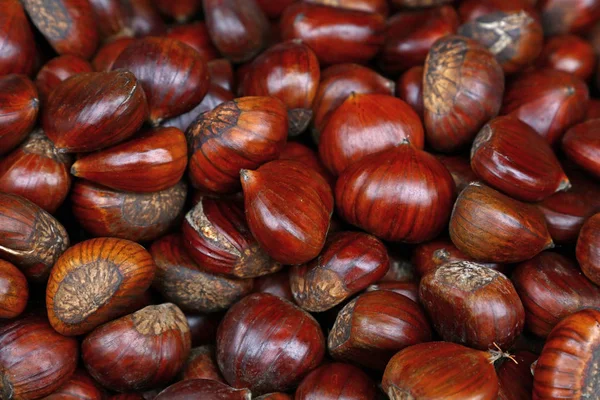 Fresh raw chestnuts (marrons) close up Stock Photo