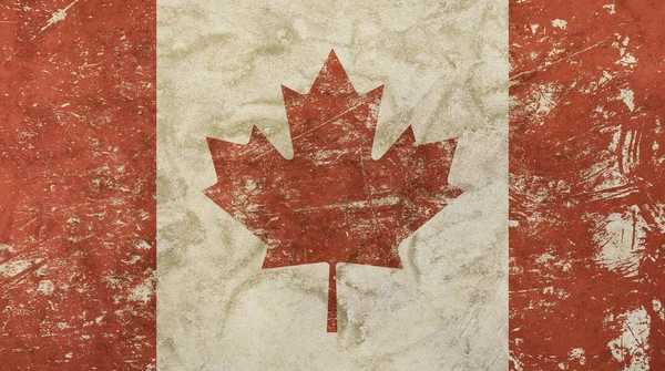 Antiguo grunge vintage descolorida bandera de Canadá — Foto de Stock