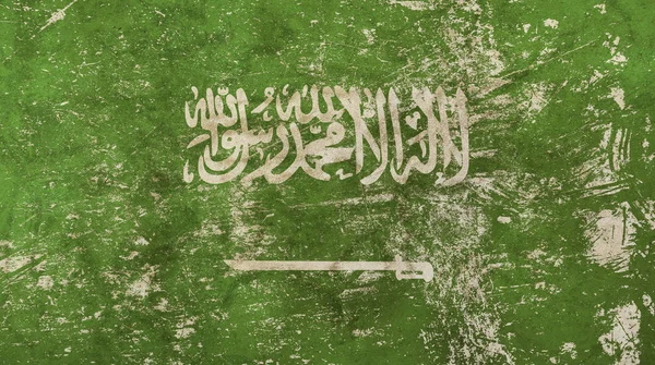 Gamla grunge vintage bleknat Saudiarabien Saudiarabien flagga — Stockfoto