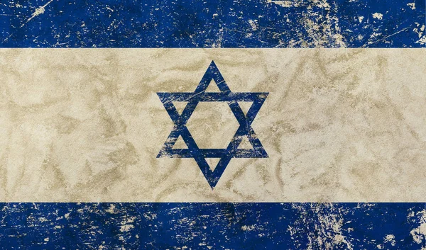 Antiguo grunge vintage descolorida bandera de Israel — Foto de Stock