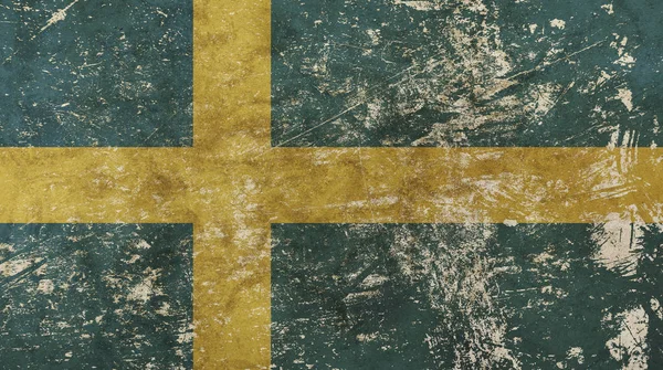 Παλιά vintage grunge ξεθωριάσει σημαία της Σουηδίας — Φωτογραφία Αρχείου