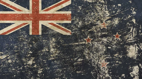 Antiguo grunge vintage descolorida bandera de Nueva Zelanda —  Fotos de Stock