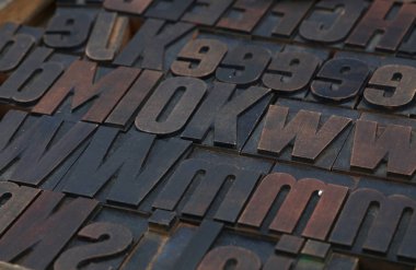Eski ahşap vintage tipografi basım blokları