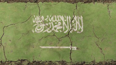 Eski grunge vintage Suudi Arabistan Ksa bayrak soluk