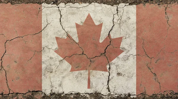 Velho grunge vintage desbotada bandeira do Canadá — Fotografia de Stock