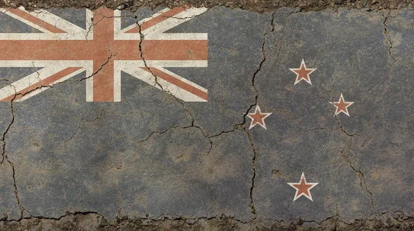 오래 된 그런 지 빈티지가 버렸다 뉴질랜드의 국기 — 스톡 사진