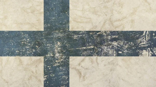 Antiguo grunge vintage descolorida bandera de Finlandia —  Fotos de Stock