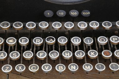 Eski vintage Daktilo klavye yakın çekim