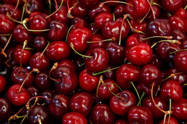 Frische rote Kirschen im Einzelhandel aus nächster Nähe — Stockfoto