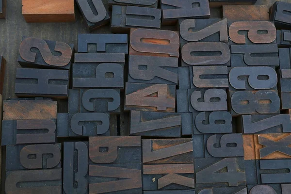 Viejos bloques de tipografía vintage de madera — Foto de Stock