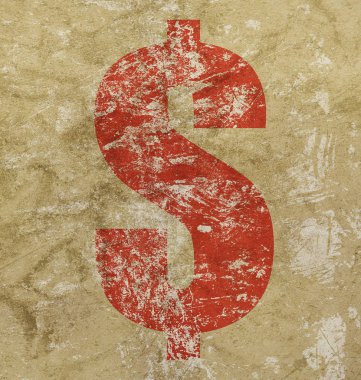 Kırmızı bize dolar simgesi grunge arka plan üzerinde oturum