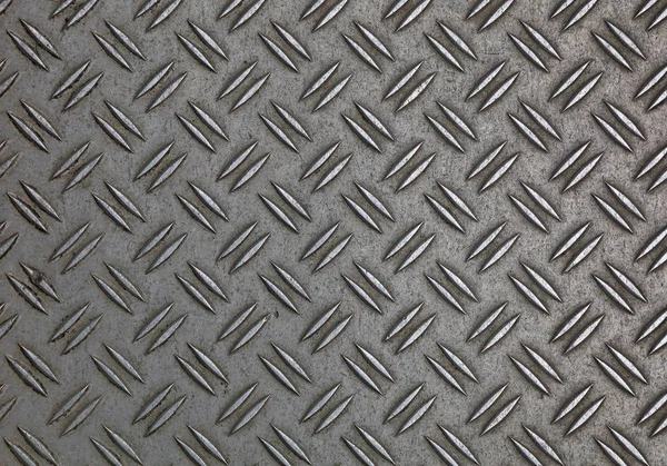 Piastra antiscivolo in metallo grigio con motivo diamante — Foto Stock