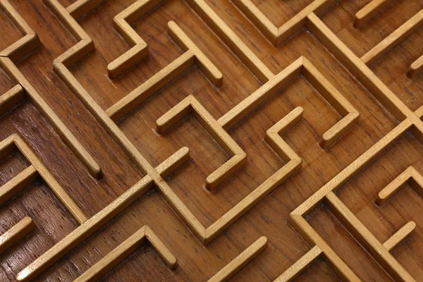 Trä labyrint labyrint pussel närbild — Stockfoto