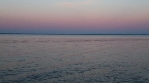 Waves run on water in evening sunset hour — Stock Video