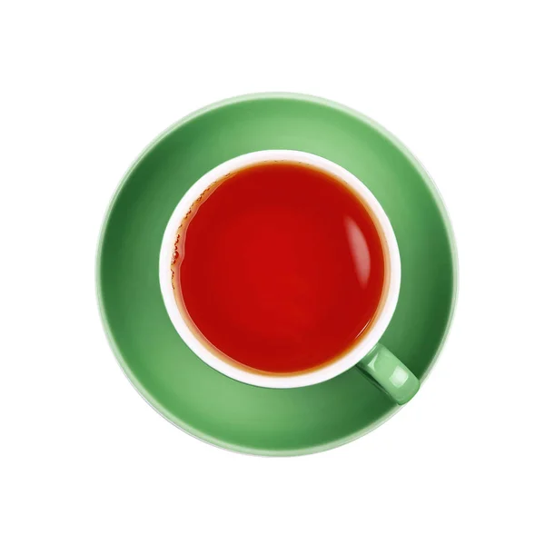 グリーン カップで紅茶を完全クローズ アップ分離 — ストック写真