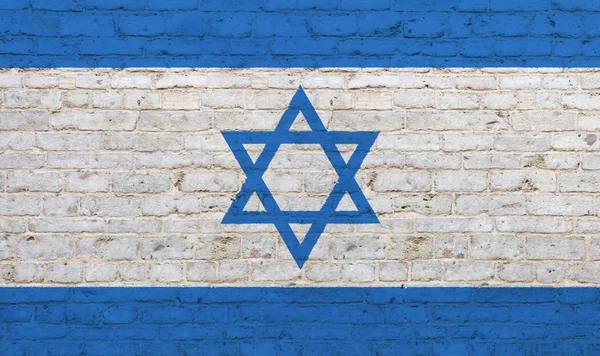 Old vintage flag of Israel over brick wall — Stock Photo, Image