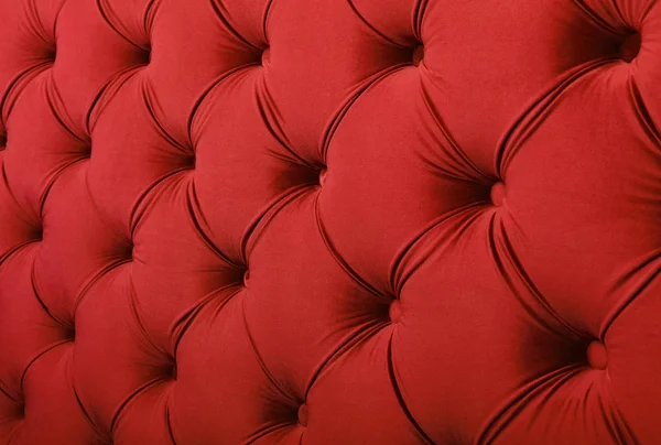 Červená textilní capitone pozadí textury — Stock fotografie