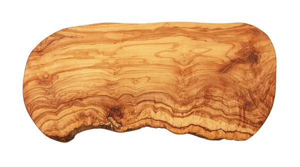 Placa de corte de madeira de azeitona isolada em branco — Fotografia de Stock