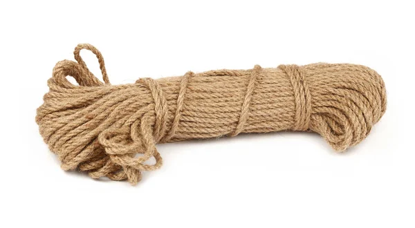 Burlap jute twine coil skein isolated on white — Stock Photo, Image