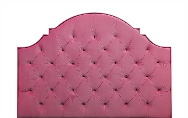 Розовый бархатный кровать изголовье изолированы на белом — стоковое фото