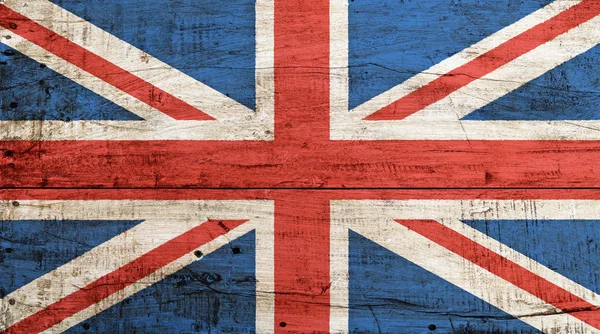 Старий урожай Великобританії британський прапор над білим деревини — стокове фото