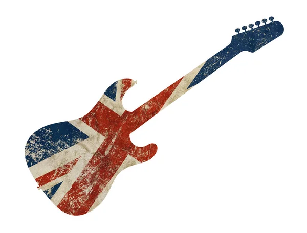 Guitarra em forma de grunge vintage Reino Unido bandeira da Grã-Bretanha — Fotografia de Stock