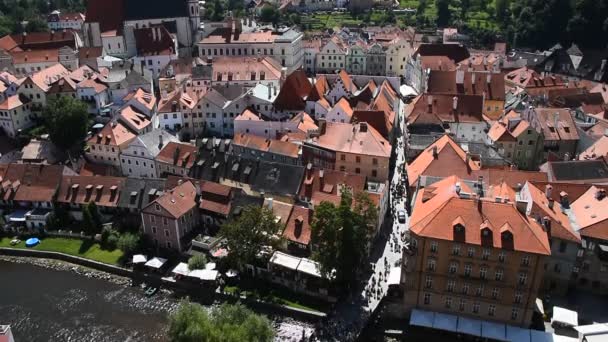 Vista aérea de alto ângulo Cesky Krumlov, Checo — Vídeo de Stock