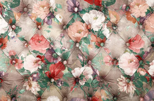Multicolor capitone Hintergrund mit floralem Muster — Stockfoto