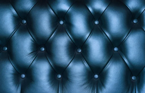 Azul escuro couro capitone fundo textura — Fotografia de Stock
