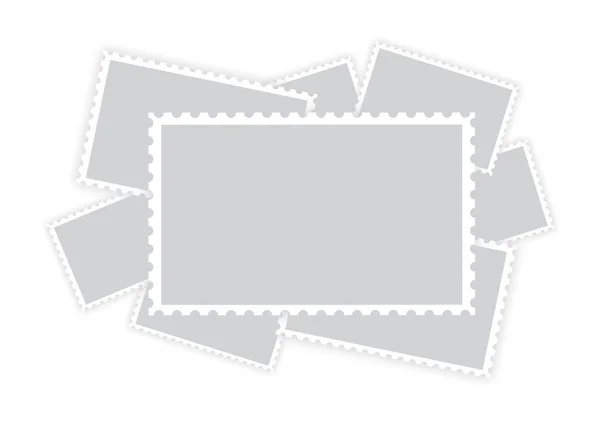 Muchos viejos marcos de sellos de papel de franqueo en blanco — Vector de stock