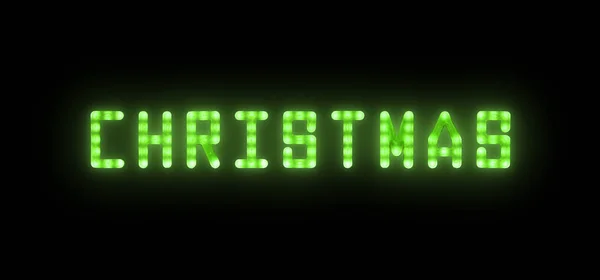 Green neon glowing led CHRISTMAS sign on black
