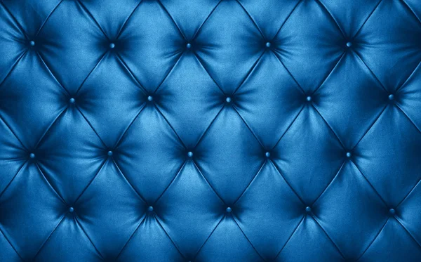 Azul couro capitone fundo textura — Fotografia de Stock
