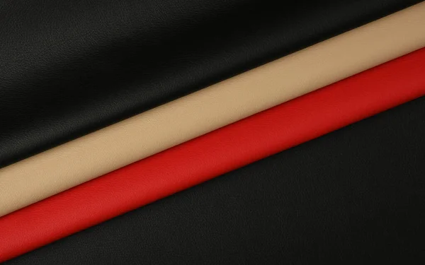 Primer Plano Fondo Grano Cuero Natural Blanco Negro Rojo Beige — Foto de Stock
