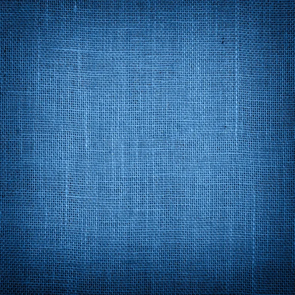 Quadratische Natürliche Blaue Jute Sacktuch Beutel Klassische Leinwand Textur Hintergrund — Stockfoto